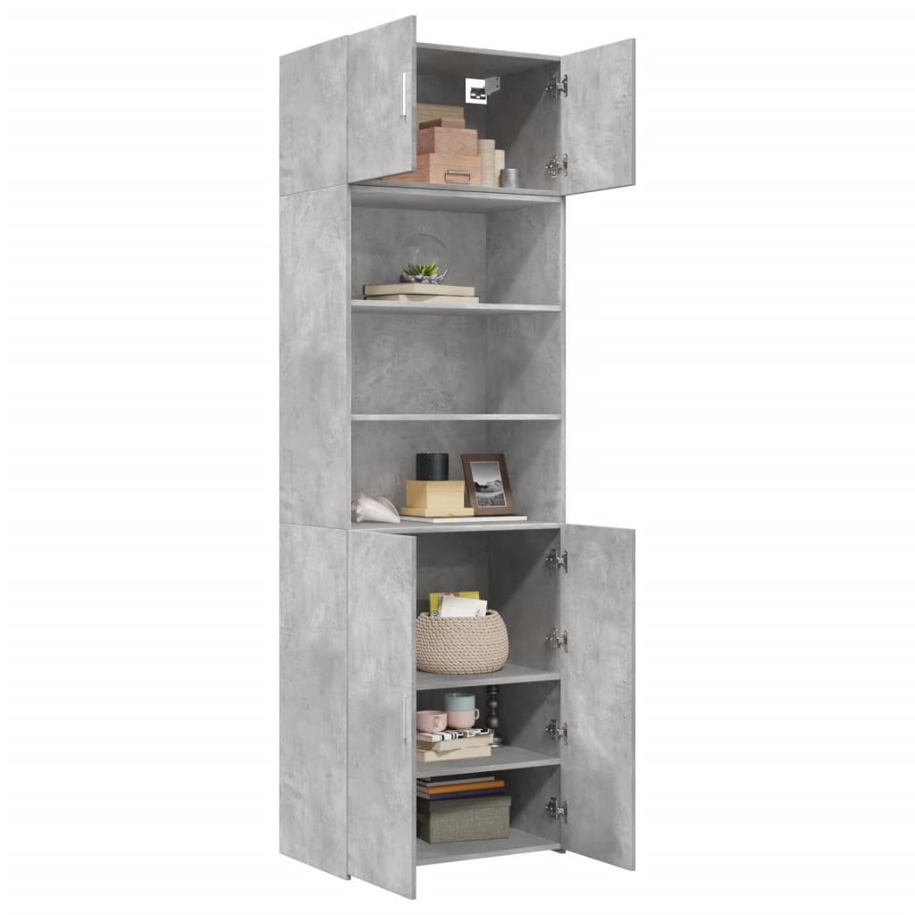 vidaXL Storage Cabinet Concrete Grey 70x42.5x225 cm Engineered Wood 3