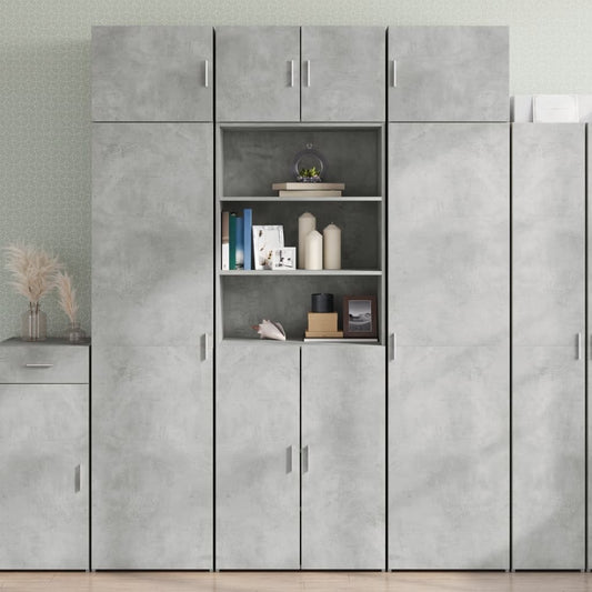 Storage Cabinet 70x42,5x225 cm Engineered Wood Height 225 cm 2 doors 2 shelves Concrete grey 70 cm