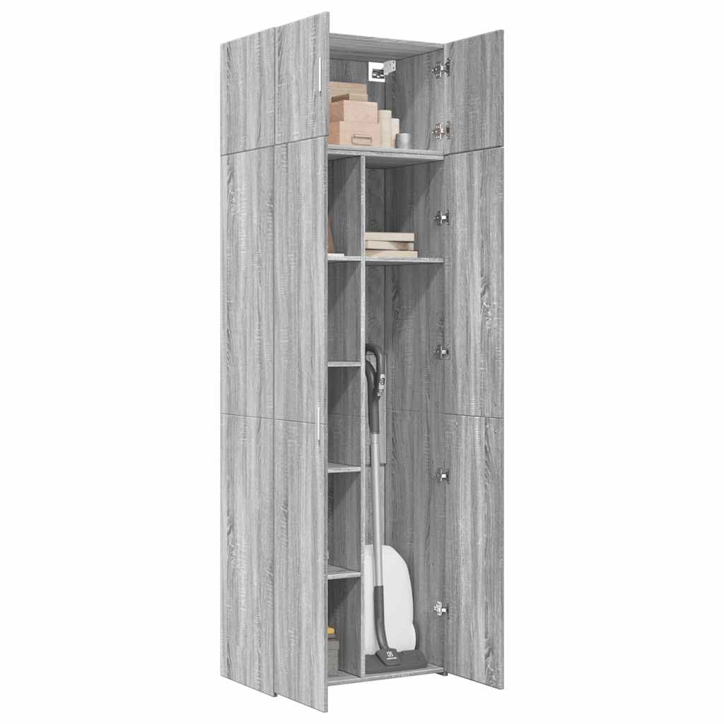 vidaXL Storage Cabinet Grey Sonoma 70x42.5x225 cm Engineered Wood 3