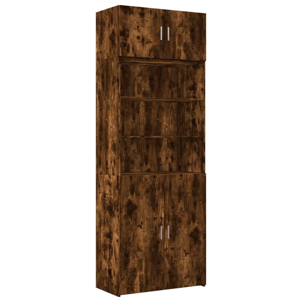 vidaXL Storage Cabinet Smoked Oak 80x42,5x225 cm Engineered Wood 2
