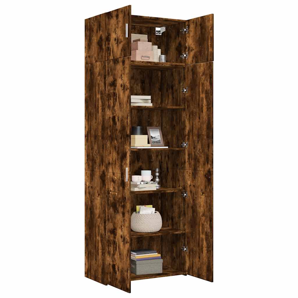 vidaXL Storage Cabinet Smoked Oak 80x42.5x225 cm Engineered Wood 3