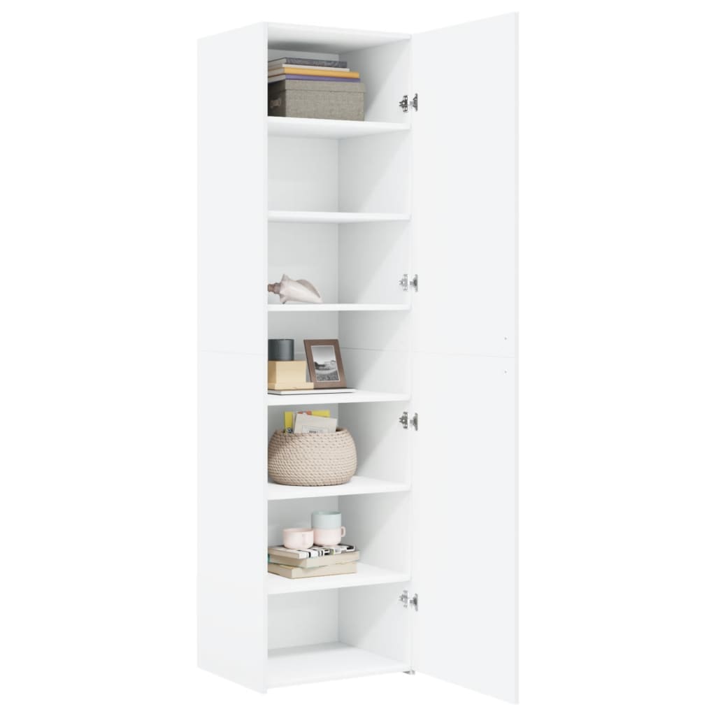 Highboard 50x42.5x185 cm Engineered Wood with 6 Shelves White