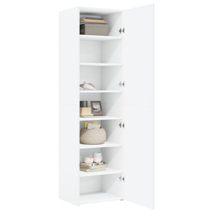 Highboard 50x42.5x185 cm Engineered Wood with 6 Shelves White