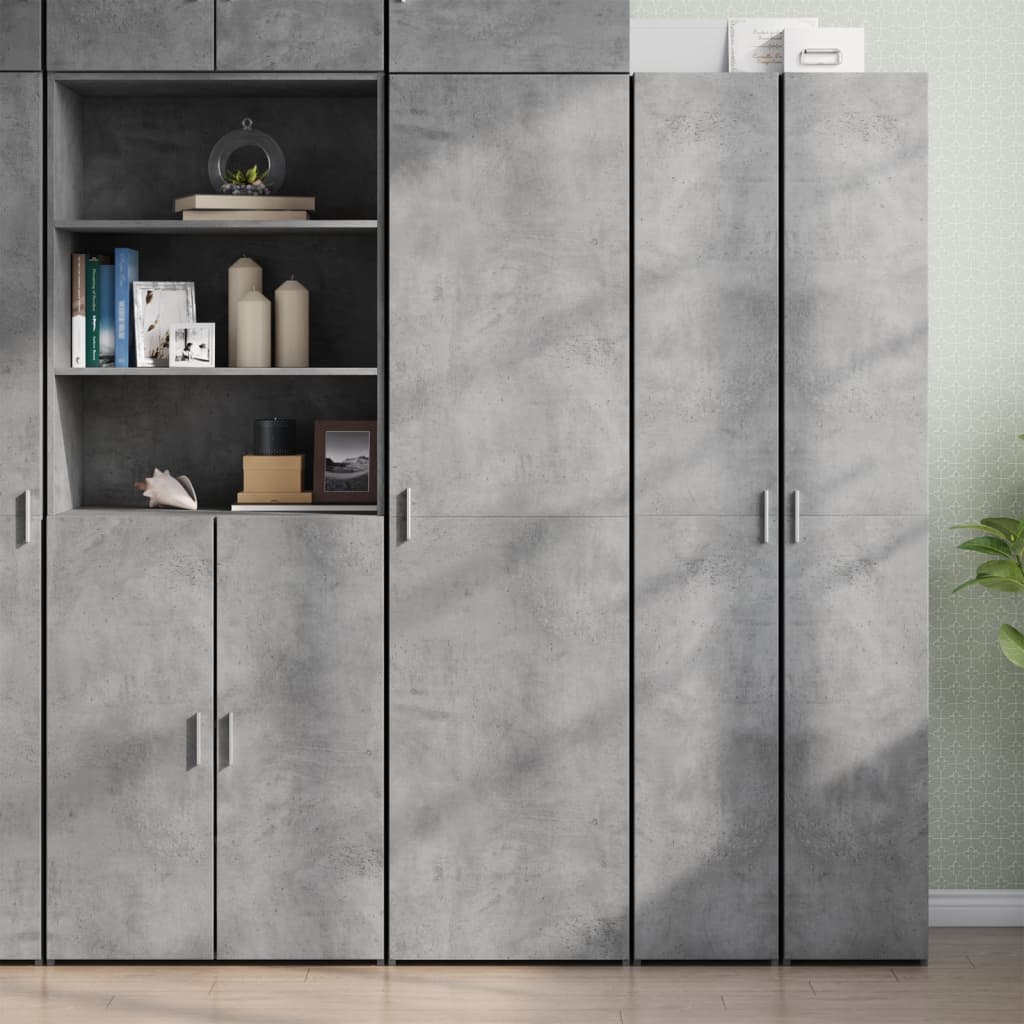 Highboard 50x42.5x185 cm Engineered Wood with 6 Shelves Concrete grey