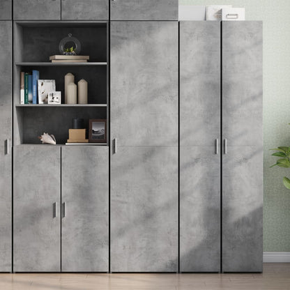 Highboard 50x42.5x185 cm Engineered Wood with 6 Shelves Concrete grey