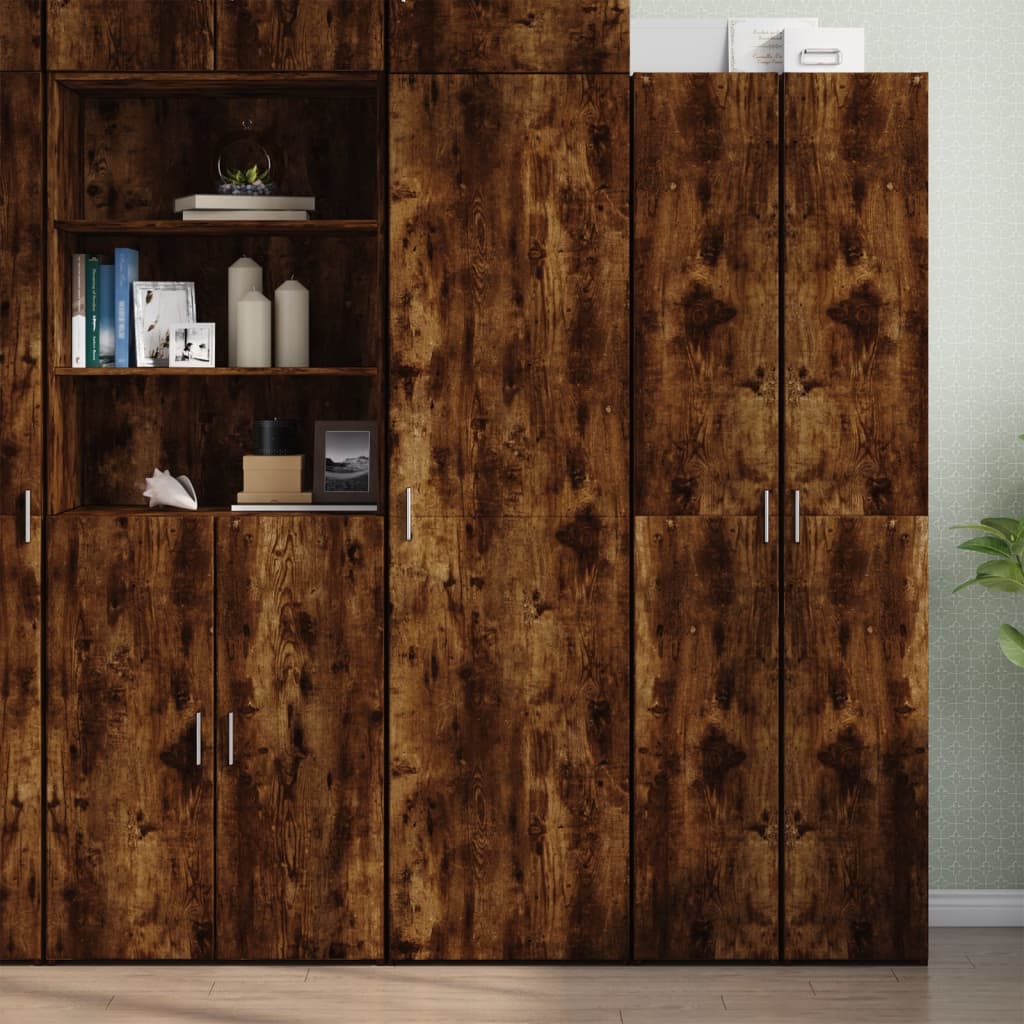 Highboard 50x42.5x185 cm Engineered Wood with 6 Shelves Smoked oak