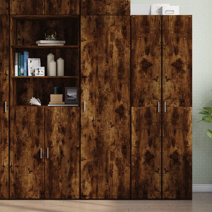 Highboard 50x42.5x185 cm Engineered Wood with 6 Shelves Smoked oak