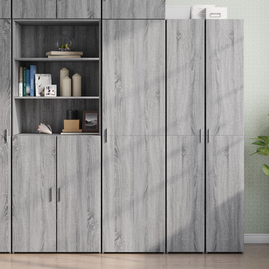 Highboard 50x42.5x185 cm Engineered Wood with 6 Shelves grey sonoma