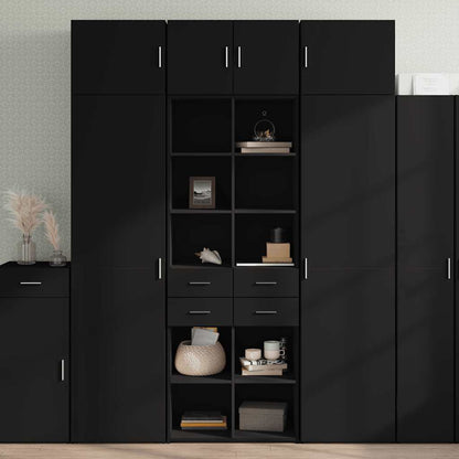 Highboard 70x42.5x185 cm Engineered Wood Black