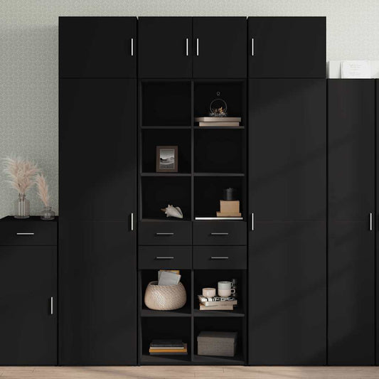 Highboard 70x42.5x185 cm Engineered Wood Black