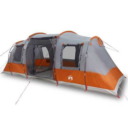 vidaXL Camping Tent Tunnel 4-Person Grey and Orange Waterproof 2