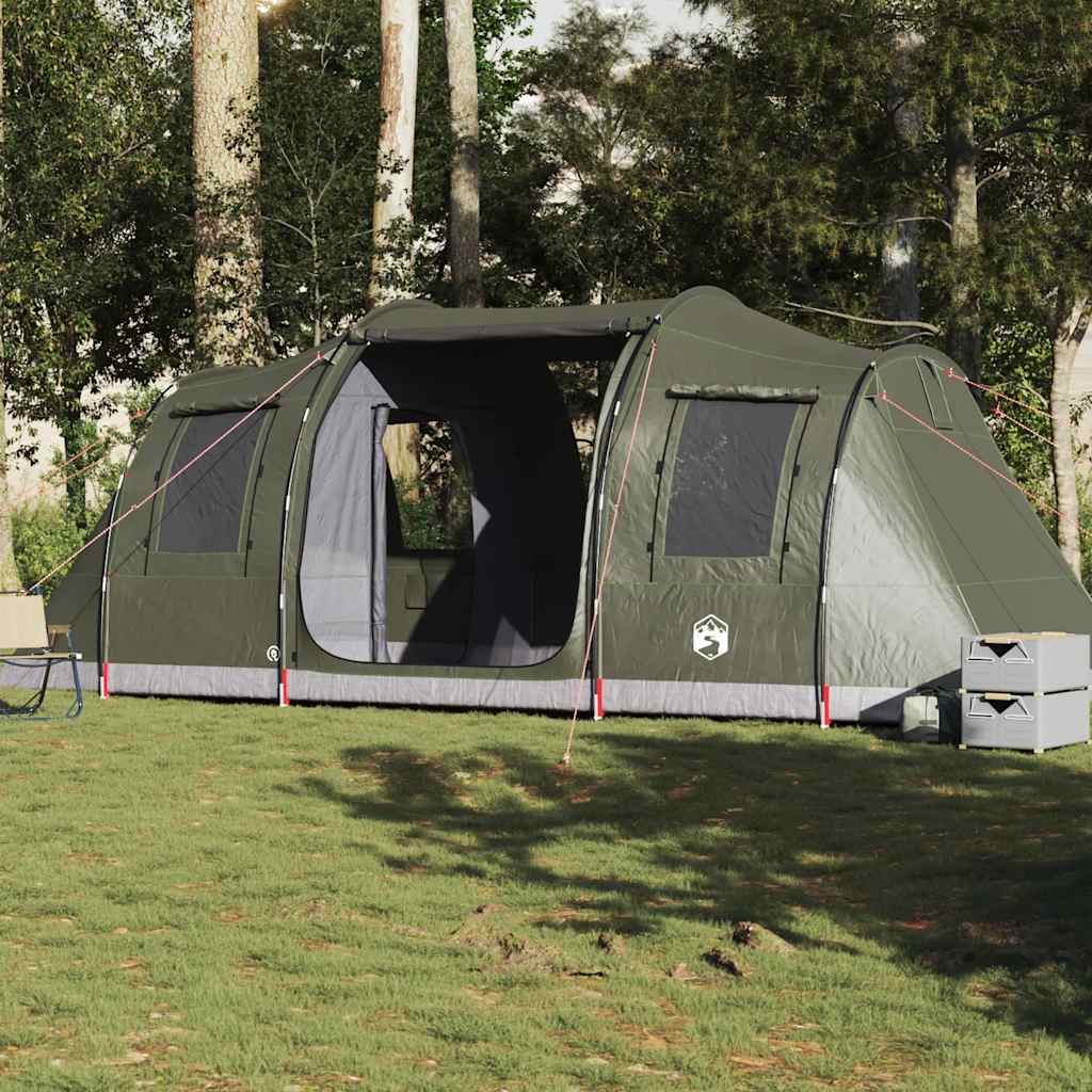 vidaXL Camping Tent Tunnel 4-Person Olive Green Waterproof 1