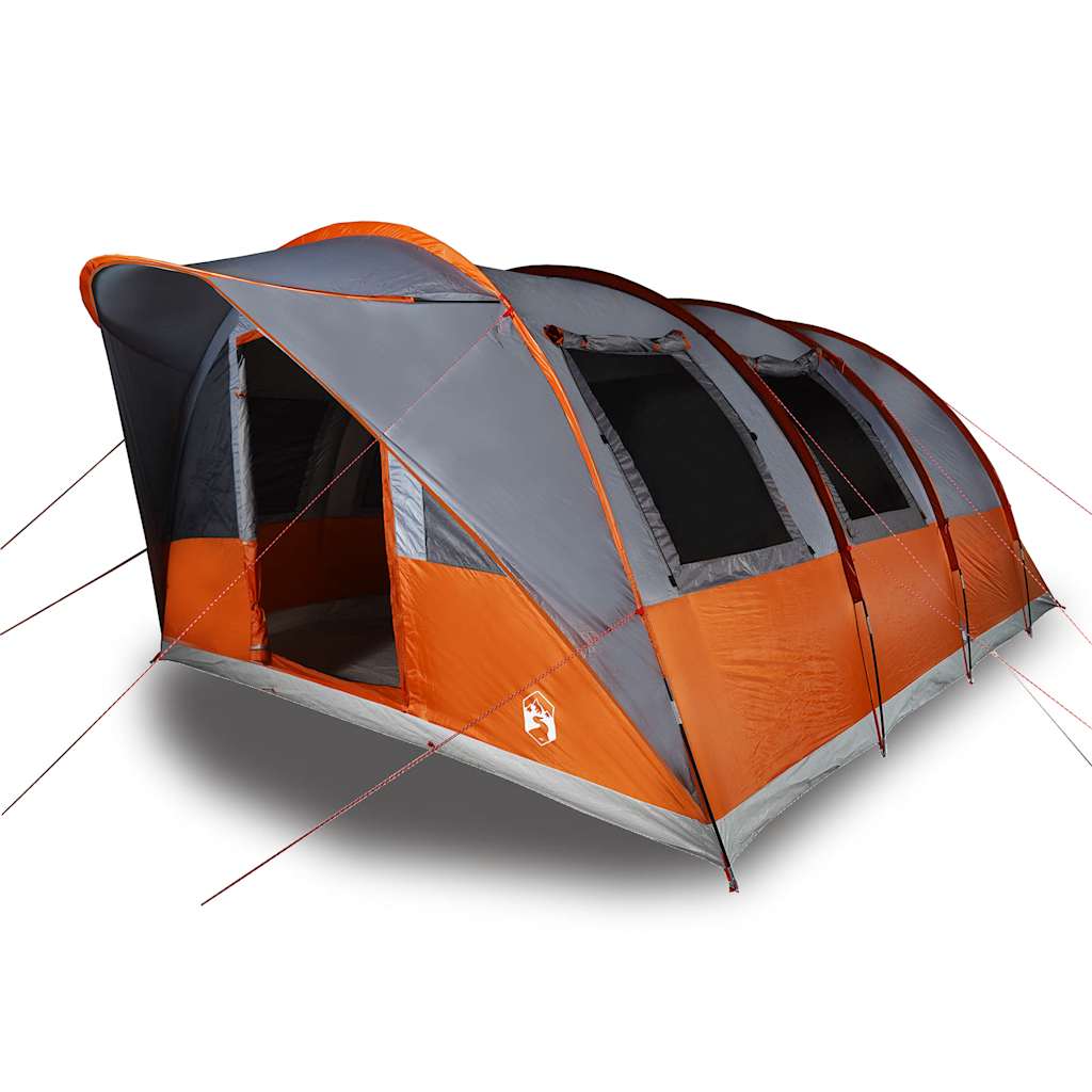 vidaXL Camping Tent Tunnel 5-Person Grey and Orange Waterproof 2