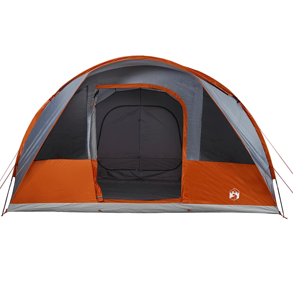 vidaXL Camping Tent Tunnel 5-Person Grey and Orange Waterproof 6