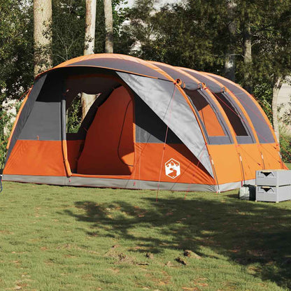 vidaXL Camping Tent Tunnel 5-Person Grey and Orange Waterproof 1