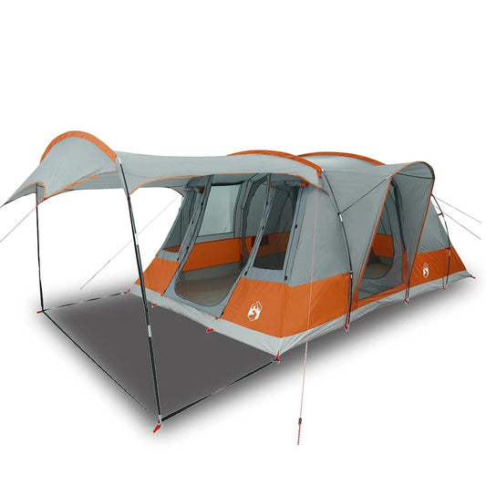 vidaXL Camping Tent Tunnel 5-Person Grey and Orange Waterproof 2