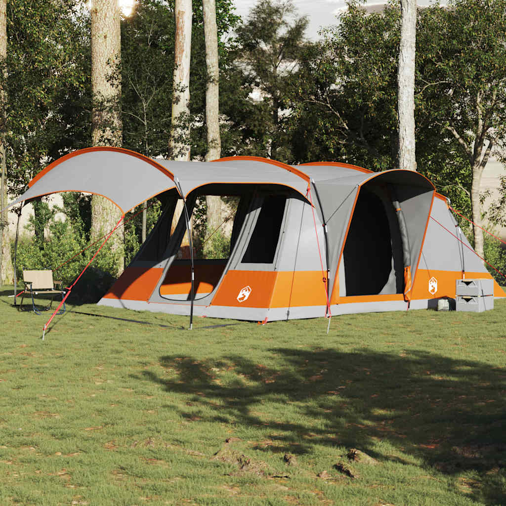 vidaXL Camping Tent Tunnel 5-Person Grey and Orange Waterproof 4