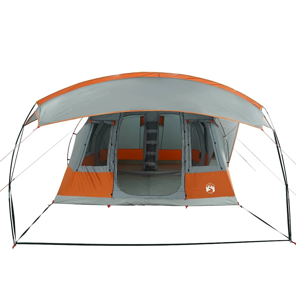 vidaXL Camping Tent Tunnel 5-Person Grey and Orange Waterproof 6