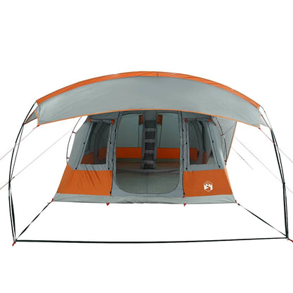 vidaXL Camping Tent Tunnel 5-Person Grey and Orange Waterproof 6