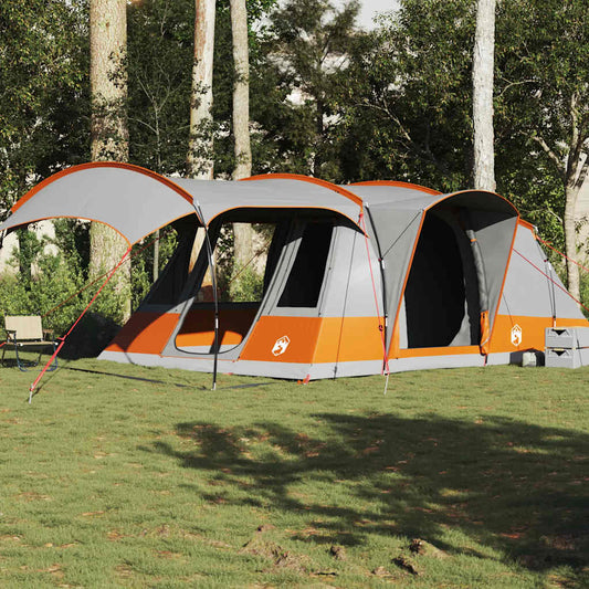 vidaXL Camping Tent Tunnel 5-Person Grey and Orange Waterproof 1
