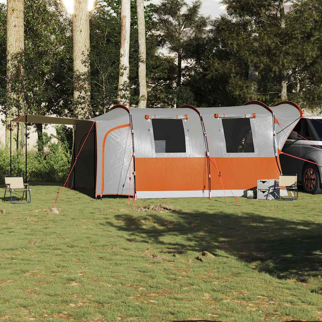 vidaXL Car Tent 4-Person Grey and Orange Waterproof 3