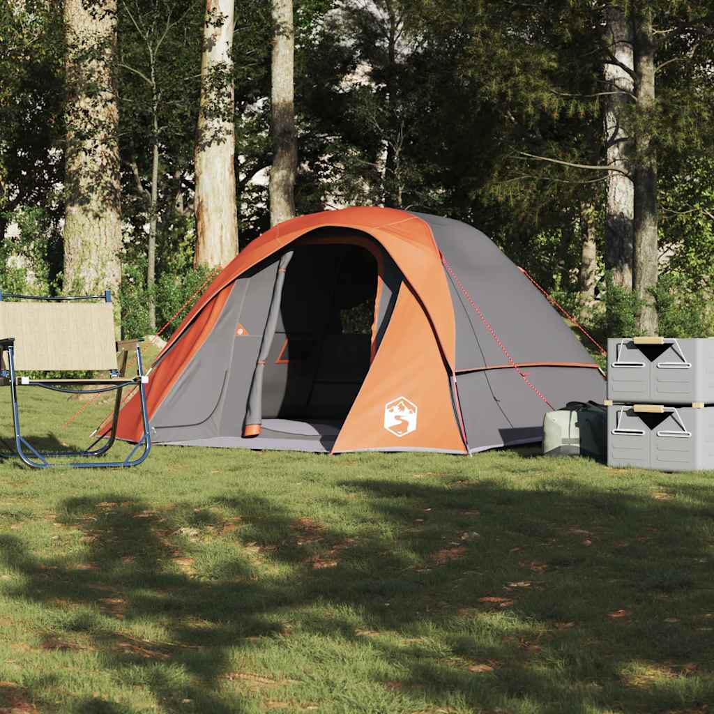 Family Tent Cabin 6-Person Waterproof Grey and orange