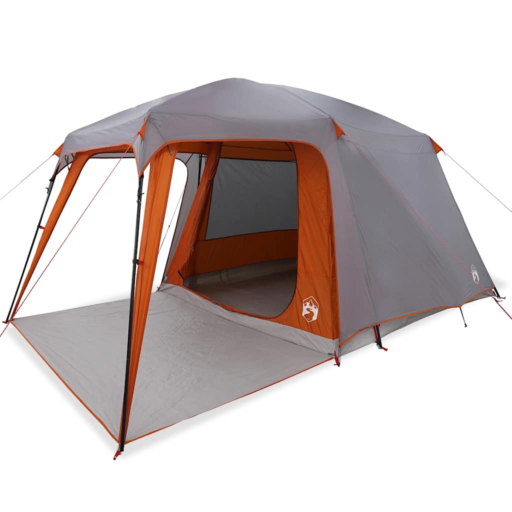 vidaXL Camping Tent with Porch Dome 5-Person Grey&Orange Waterproof 2