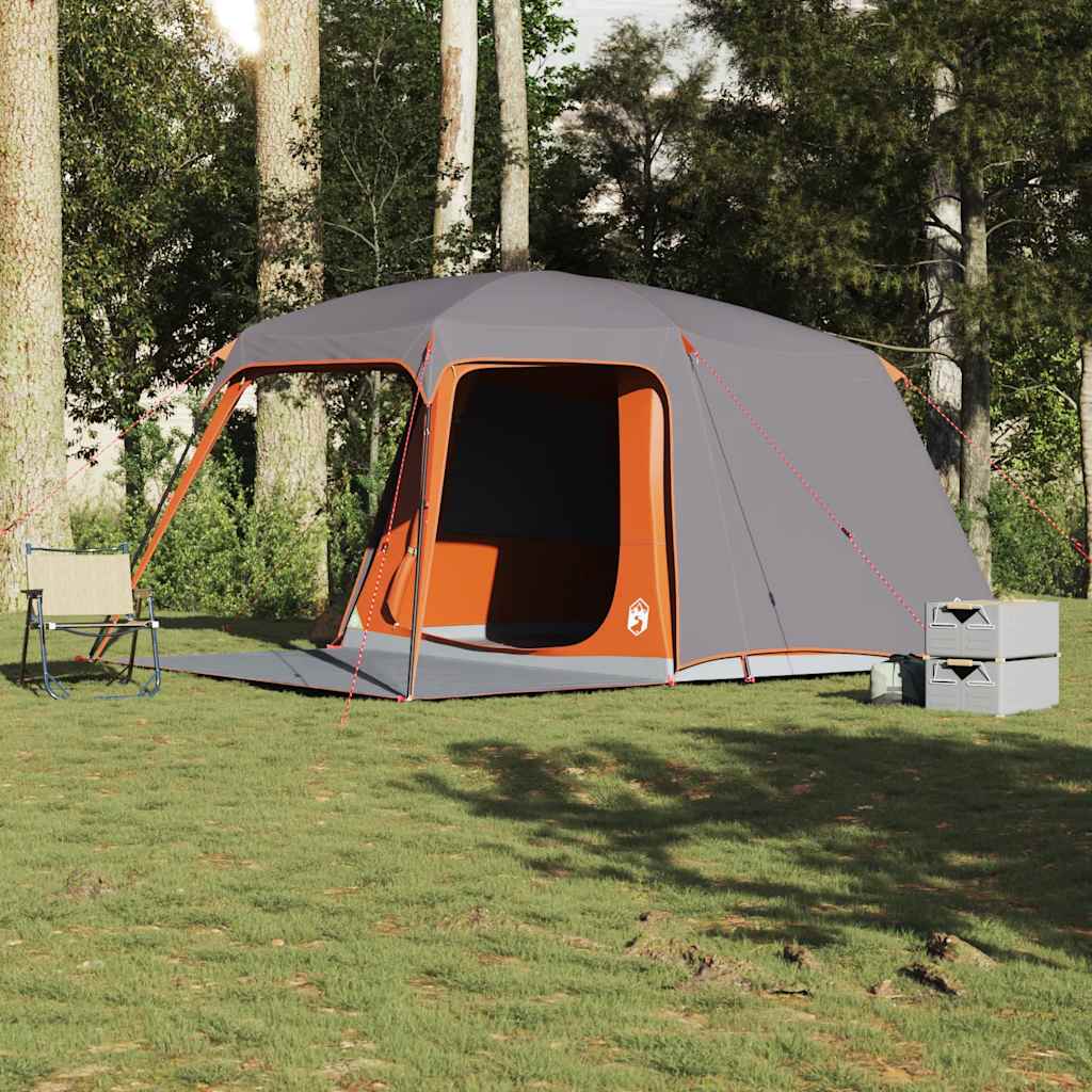 vidaXL Camping Tent with Porch Dome 5-Person Grey&Orange Waterproof 3