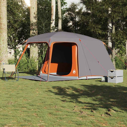 vidaXL Camping Tent with Porch Dome 5-Person Grey&Orange Waterproof 3