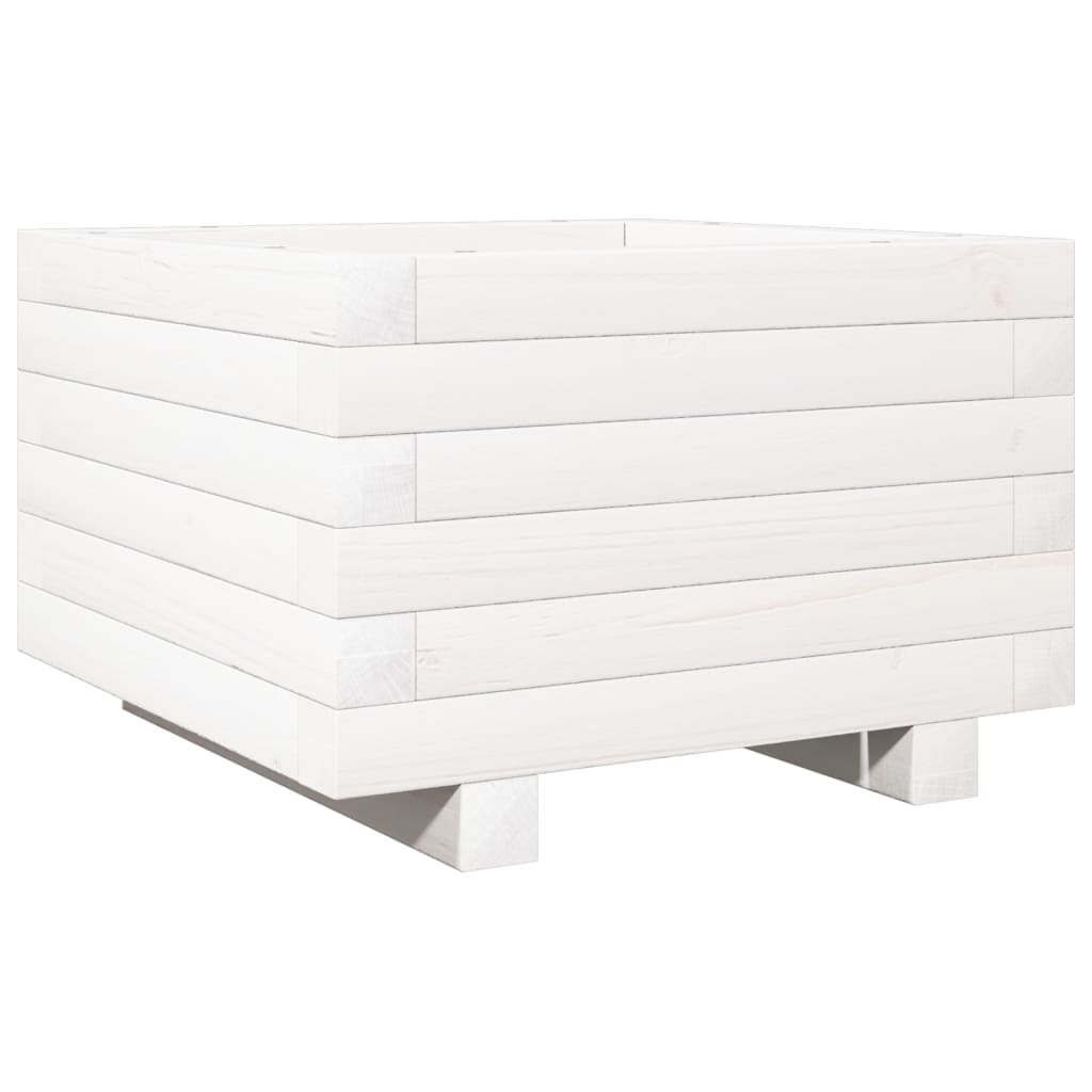 Garden Planter 40x40x26.5 cm Solid Wood Pine with Legs White 40 cm 40 cm