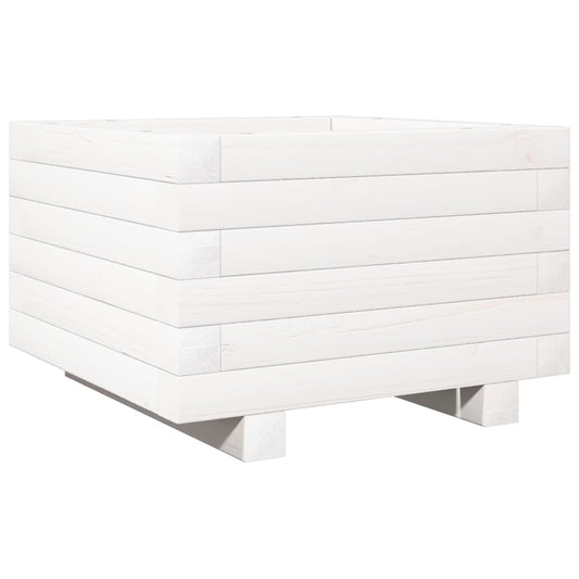Garden Planter 40x40x26.5 cm Solid Wood Pine with Legs White 40 cm 40 cm