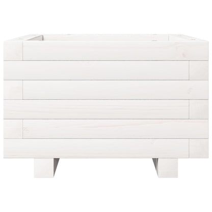 Garden Planter 40x40x26.5 cm Solid Wood Pine with Legs White 40 cm 40 cm