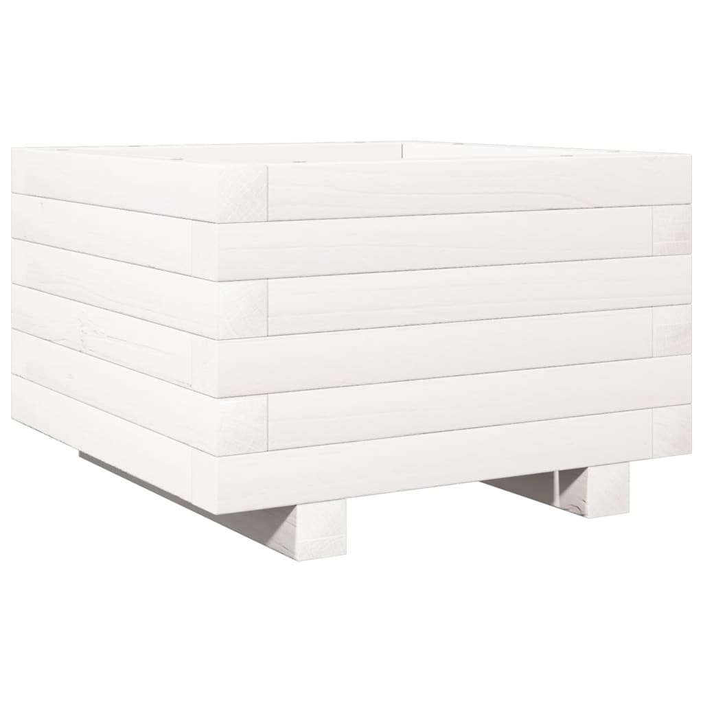 Garden Planter 40x40x26.5 cm Solid Wood Pine with Legs White 40 cm 40 cm