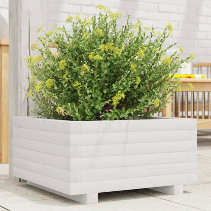 Garden Planter 40x40x26.5 cm Solid Wood Pine with Legs White 50 cm 50 cm
