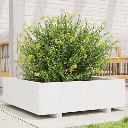 Garden Planter 40x40x26.5 cm Solid Wood Pine with Legs White 80 cm 80 cm