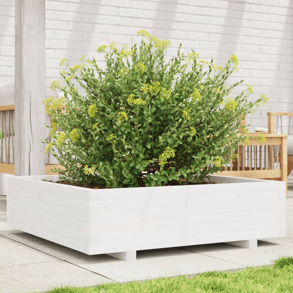 Garden Planter 40x40x26.5 cm Solid Wood Pine with Legs White 90 cm 90 cm