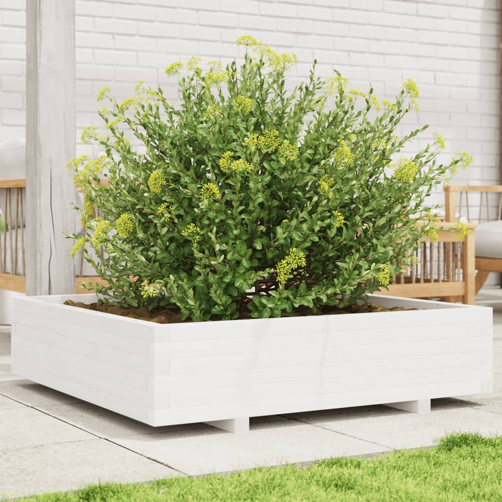Garden Planter 40x40x26.5 cm Solid Wood Pine with Legs White 100 cm 100 cm