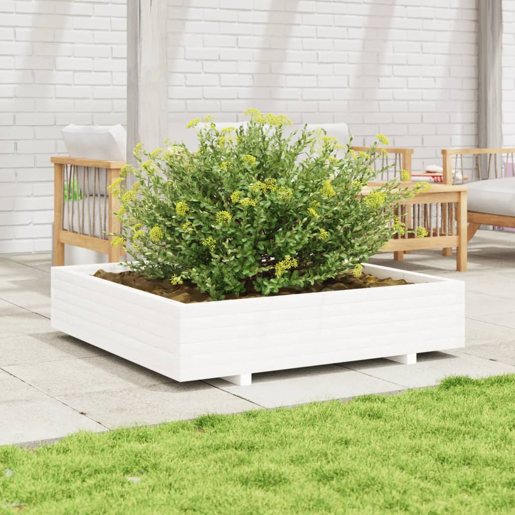 Garden Planter 40x40x26.5 cm Solid Wood Pine with Legs White 110 cm 110 cm