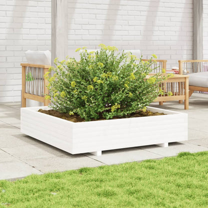 Garden Planter 40x40x26.5 cm Solid Wood Pine with Legs White 110 cm 110 cm