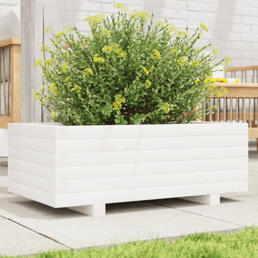 Garden Planter 40x40x26.5 cm Solid Wood Pine with Legs White 70 cm 40 cm