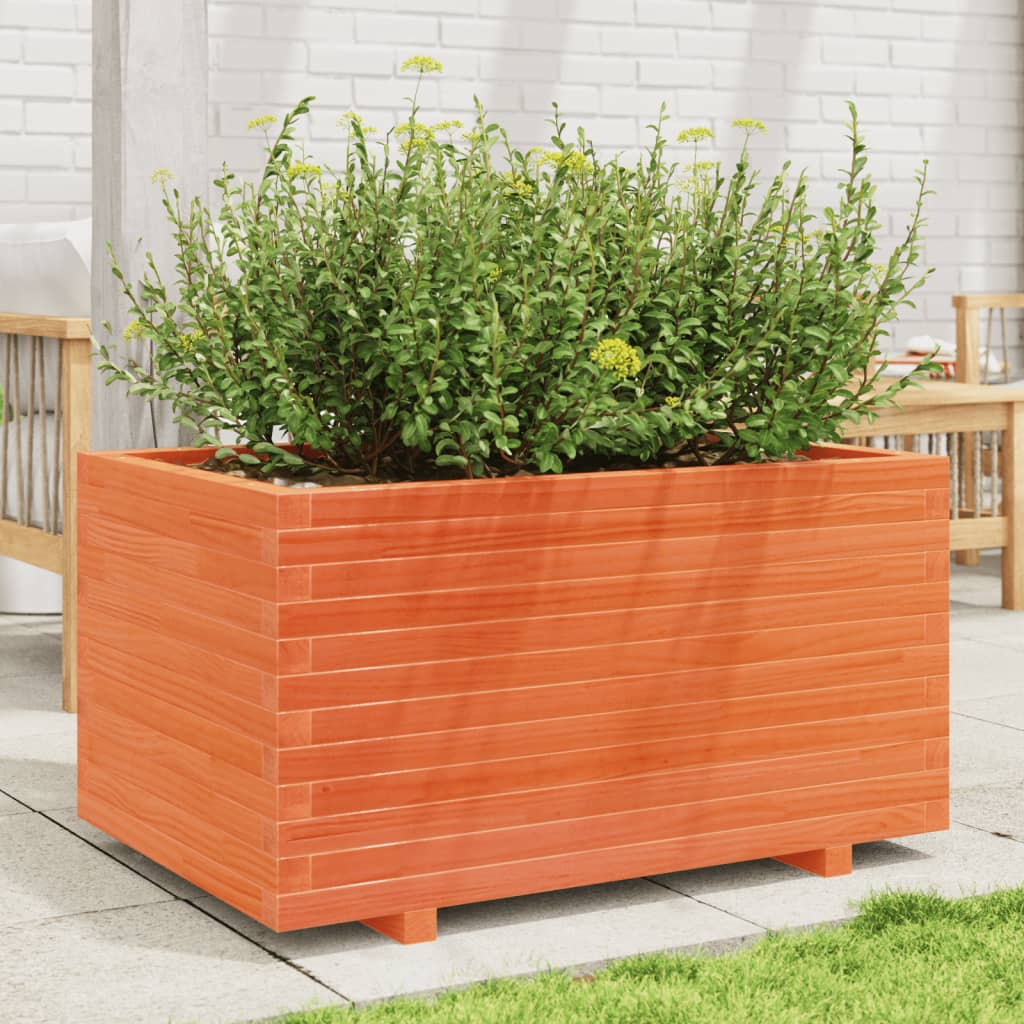 Garden Planter 60x60x49.5 cm Solid Wood Pine with Legs Wax brown 90 cm