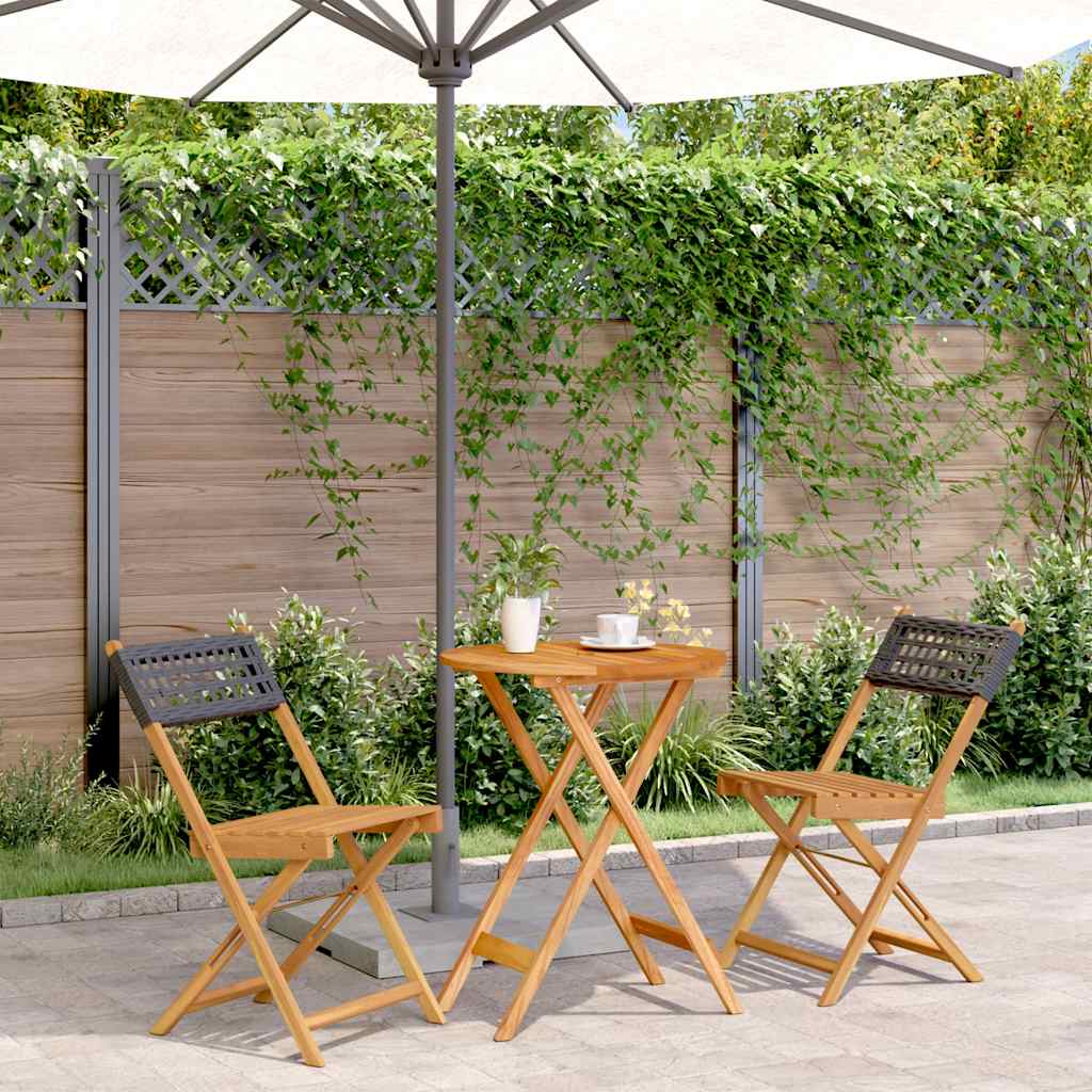 vidaXL 3 Piece Bistro Set Poly Rattan and Solid Wood