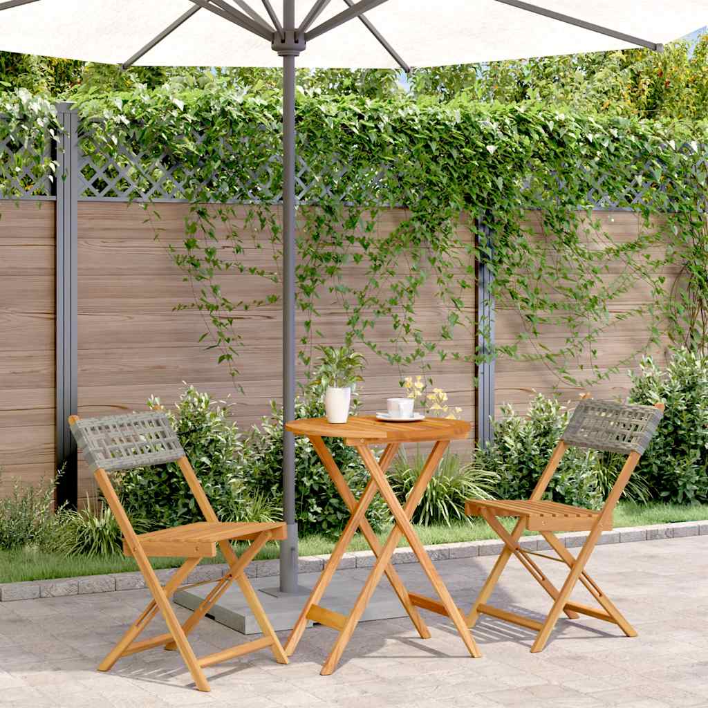 vidaXL 3 Piece Bistro Set Poly Rattan and Solid Wood