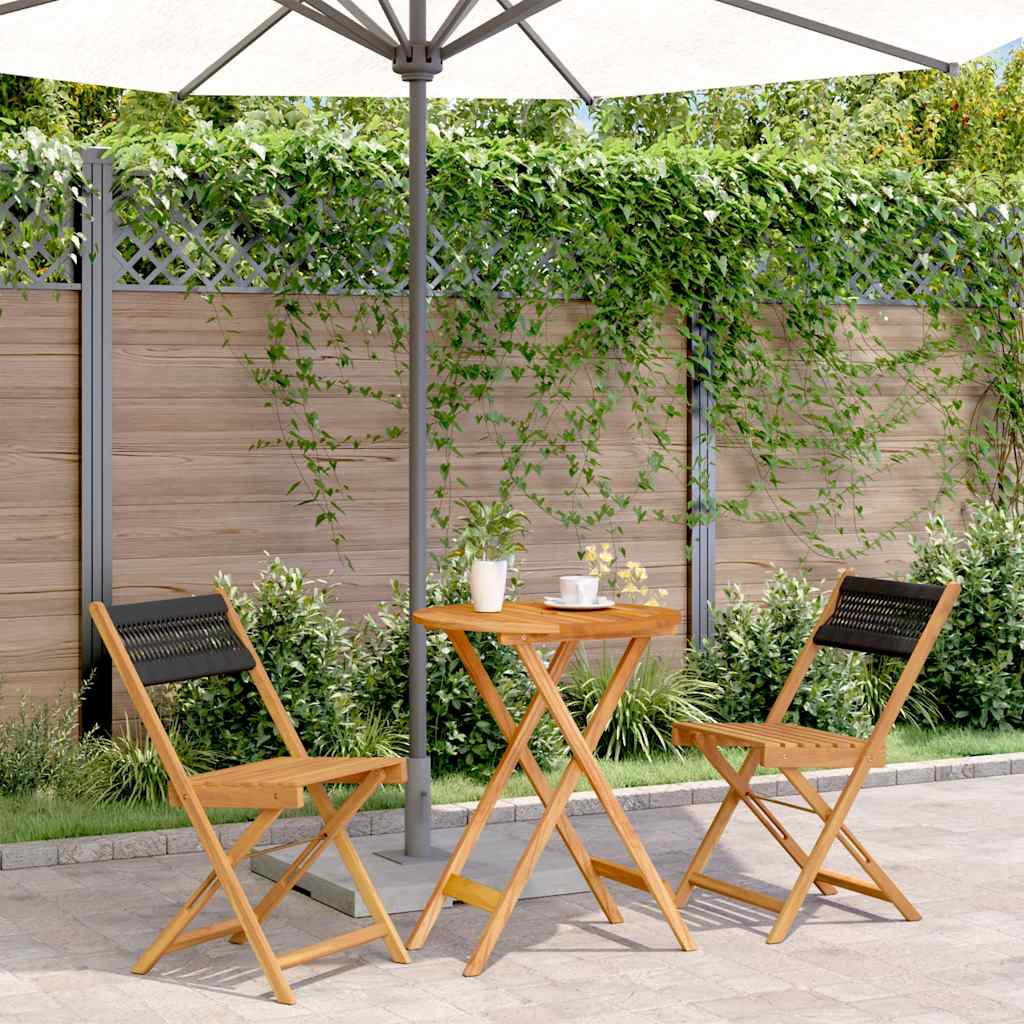 vidaXL 3 Piece Bistro Set Polypropylene and Solid Wood