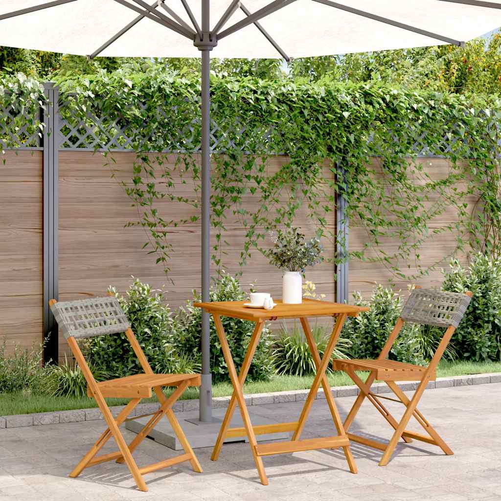 vidaXL 3 Piece Bistro Set Poly Rattan and Solid Wood