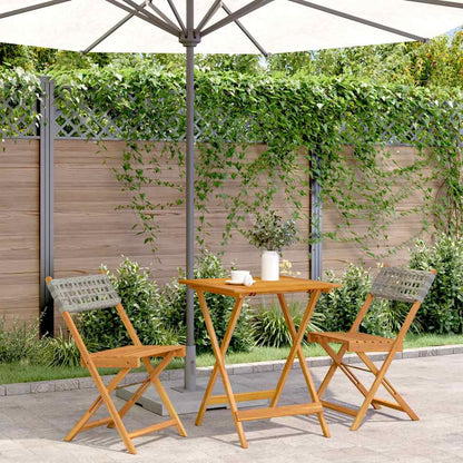 vidaXL 3 Piece Bistro Set Poly Rattan and Solid Wood