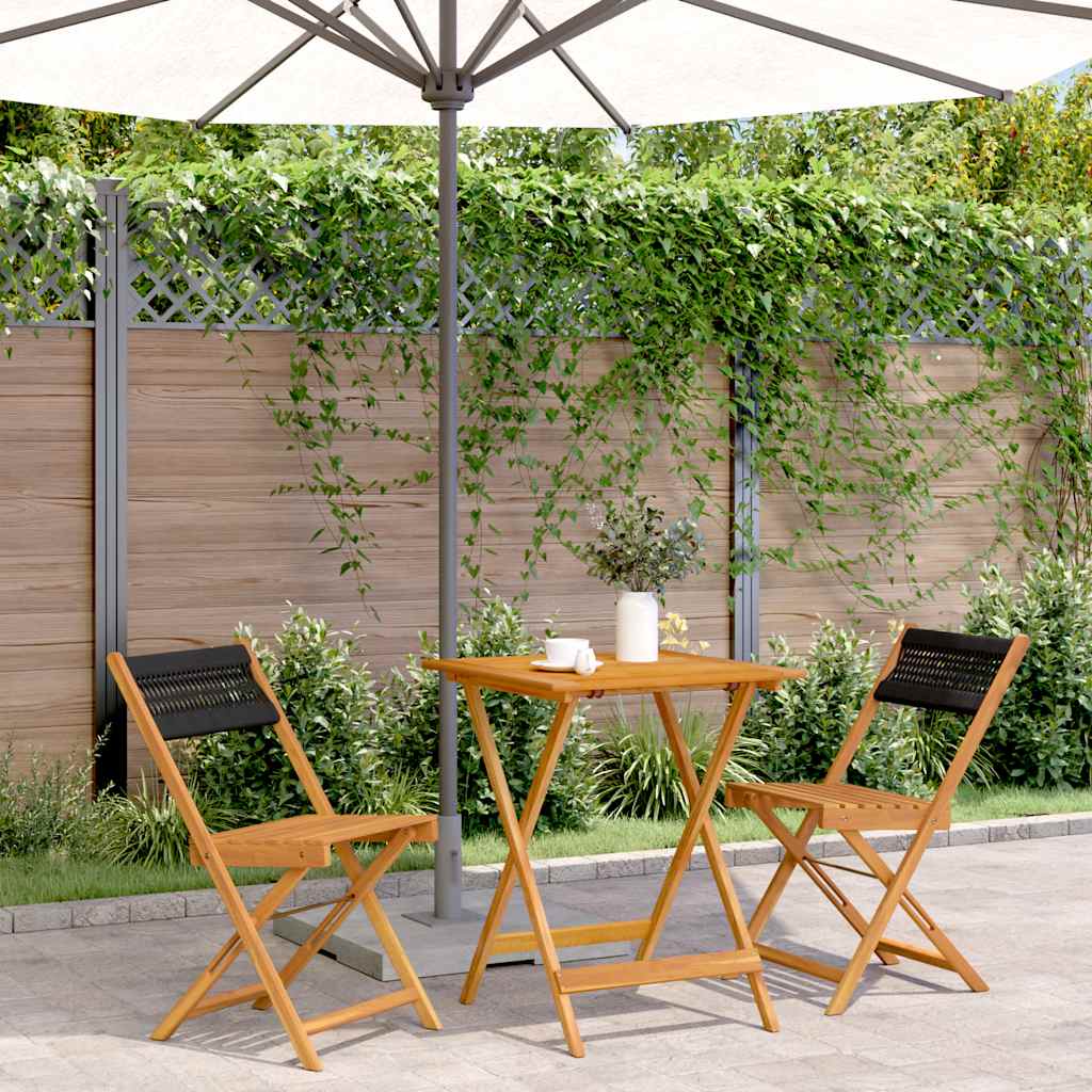 vidaXL 3 Piece Bistro Set Polypropylene and Solid Wood