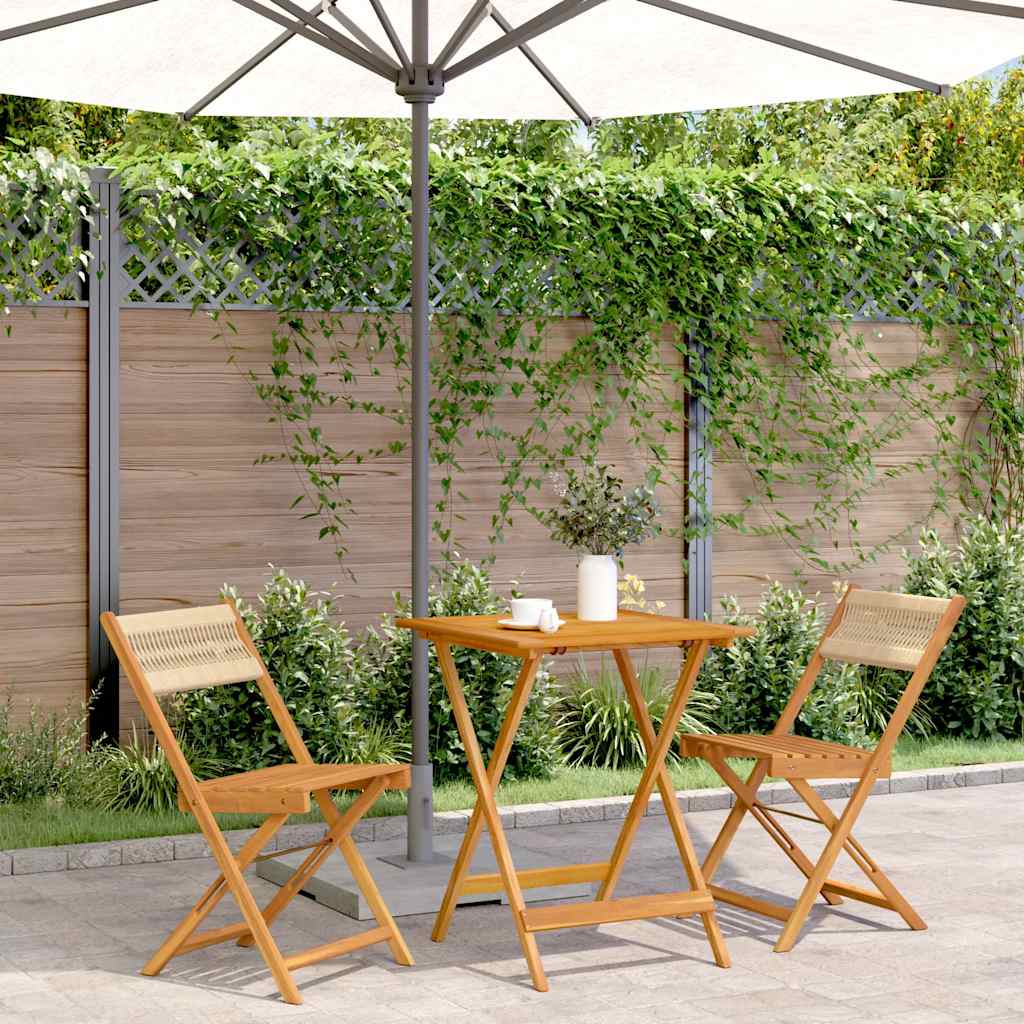vidaXL 3 Piece Bistro Set Polypropylene and Solid Wood
