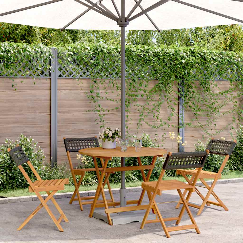 vidaXL 5 Piece Garden Dining Set Black Poly Rattan and Solid Wood 1