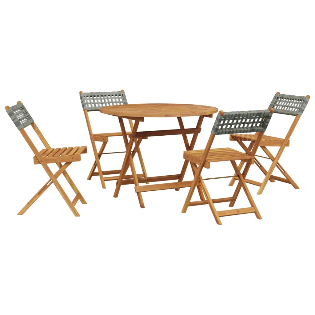 3 Piece Bistro Set Poly Rattan and Solid Wood Grey 90 x 75 cm
